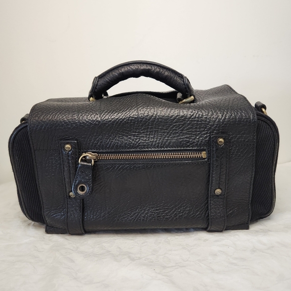Black Leather Curduroy Travel Bag - Picture 2 of 16